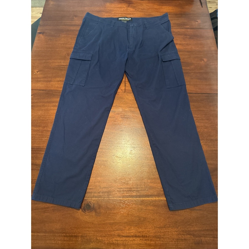 Heroe Cargos Premium Men's 42W × 30L 100%‎ Cotton Blue Cargo Pants